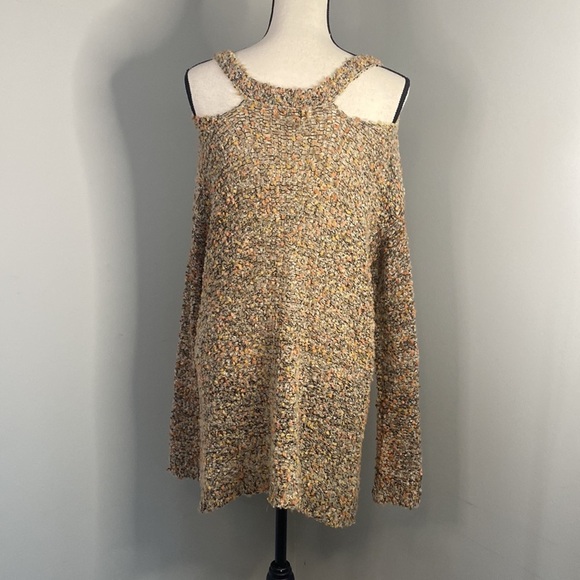 Umgee Boho Chunky Knit Cold Shoulder Sweater Dress - Picture 5 of 7